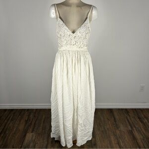 SHEIN White Lace Bodice Maxi Dress